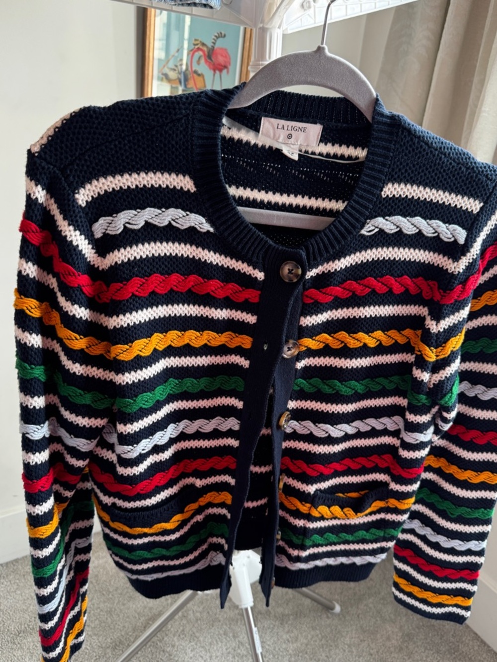 La Ligne Navy and White Striped Cardigan